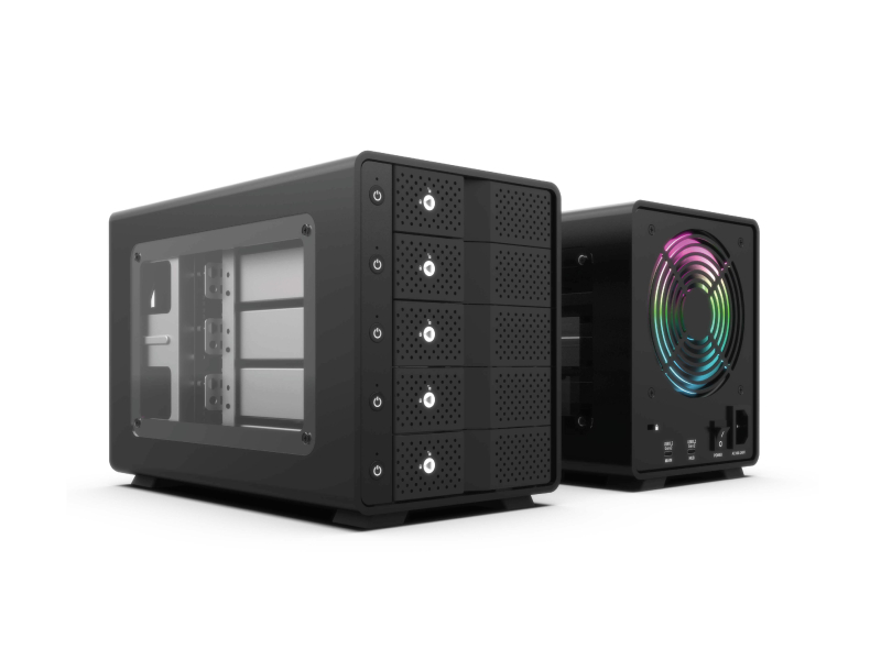 RGB 燈效 5 槽 3.5 吋 SATA HDD 外接機盒 ( 附USB 集線器功能）